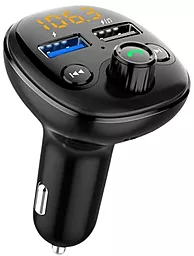 Автомобільний зарядний пристрій з FM трансмітером SkyDolphin SZ20 18w QC3.0 2xUSB-A ports car charger black (FMT-000027) - мініатюра 3