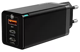 Сетевое зарядное устройство с быстрой зарядкой Baseus GaN Travel USB+2xUSB Type-C 65W Black (CCGAN-B01)