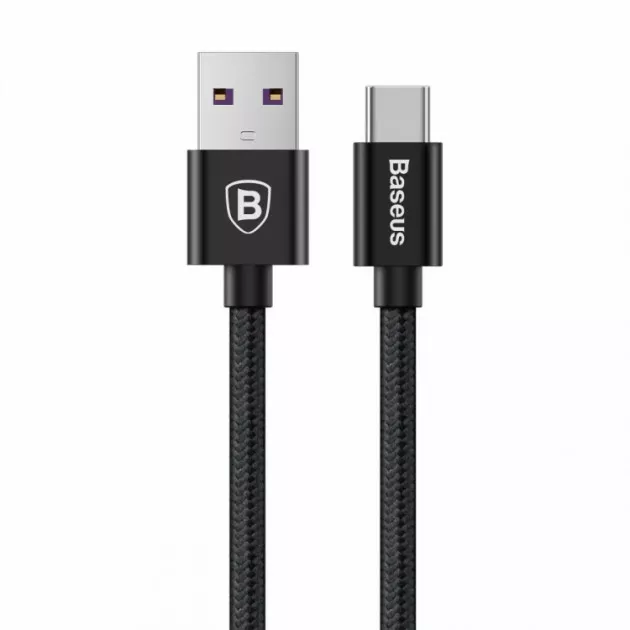 Кабель Baseus Double Fast Charging USB-A - Type-C 25w 5a 1м cable Black (CATKC-01) - фото 1