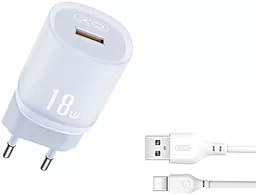 Мережевий зарядний пристрій XO L157 18w QC fast charger + USB-C cable blue - фото Мережевий зарядний пристрій XO L157 18w QC fast charger + USB-C cable blue