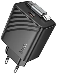 Сетевое зарядное устройство Hoco N57 Full 20w GaN PD USB-C fast charger + USB-C cable black - фото Сетевое зарядное устройство Hoco N57 Full 20w GaN PD USB-C fast charger + USB-C cable black