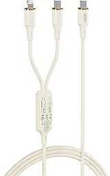 Кабель XO NB-Q262 USB Type-C to Type-C/Lightning 60w 3a 1.2м PD cable Beige