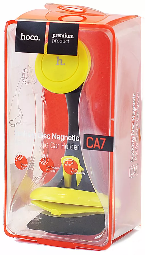 Тримач магнітний Hoco CA7 Magnet Black / Yellow - фото 3