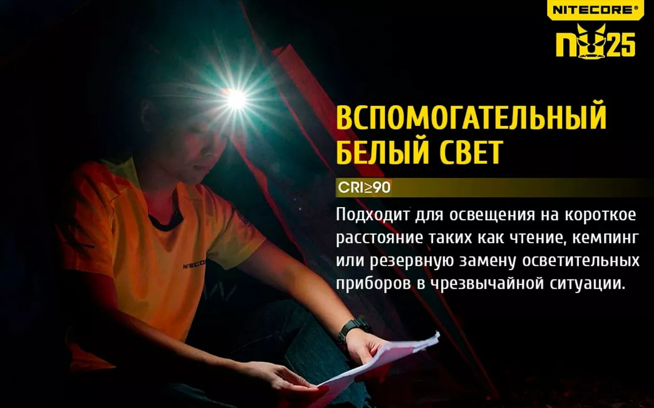 Налобный фонарик Nitecore NU25 (Сree XP-G2 S3) (аккумуляторный) Yellow - фото 12