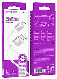 Кабель Borofone BX101 Creator USB-A - micro USB 12w 2.4a 1м cable White - мініатюра 4 Кабель Borofone BX101 Creator USB-A - micro USB 12w 2.4a 1м cable White - мініатюра 4