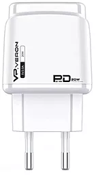 Мережевий зарядний пристрій Veron VR-C12 20w PD USB-C/USB-A ports charger white