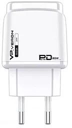 Сетевое зарядное устройство Veron VR-C12 20w PD USB-C/USB-A ports charger white - фото Сетевое зарядное устройство Veron VR-C12 20w PD USB-C/USB-A ports charger white