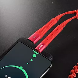 Кабель Hoco U78 Cotton Treasure Elastic USB-A - Type-C 12w 2.4a 1.2м cable Red - мініатюра 4 Кабель Hoco U78 Cotton Treasure Elastic USB-A - Type-C 12w 2.4a 1.2м cable Red - мініатюра 4