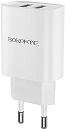 Сетевое зарядное устройство Borofone BN2 Super Fast 2.1a 2xUSB-A ports charger white - фото Сетевое зарядное устройство Borofone BN2 Super Fast 2.1a 2xUSB-A ports charger white