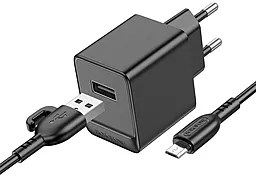 Мережевий зарядний пристрій Borofone BAS11A 2.4a home charger + micro USB cable black - фото Мережевий зарядний пристрій Borofone BAS11A 2.4a home charger + micro USB cable black