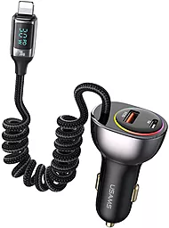 Автомобильное зарядное устройство Usams C37 60w PD USB-C/USB-A ports car charger + Lightning cable black (US-CC193) - фото Автомобильное зарядное устройство Usams C37 60w PD USB-C/USB-A ports car charger + Lightning cable black (US-CC193)