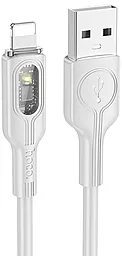 USB Кабель Hoco U120 Transparent + intelligent power-off 12w 2.4a 1.2m Lightning cable gray
