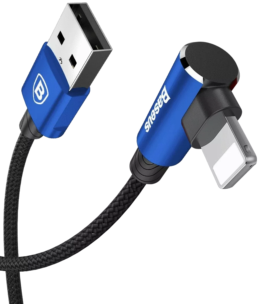 Кабель Baseus MVP Elbow USB-A - Lightning 12w 2.4a 1м cable Blue (CALMVP-03) - фото 3