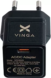 Сетевое зарядное устройство Vinga 20w PD USB-C fast charger black (VCHG20)