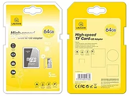 Карта пам'яті Usams MicroSD 64GB Class 10 US-ZB119 TF High Speed Card+Adapter (ZB119TF01) - мініатюра 2