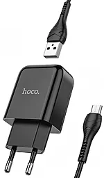 Сетевое зарядное устройство Hoco N2 2.1a home charger + micro USB cable black