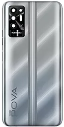Задняя крышка корпуса Tecno Pova 2 со стеклом камеры, Original Polar Silver
