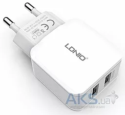 Сетевое зарядное устройство LDNio 2 usb 2.4A + Micro Usb White (DL-AC2202 / A2202) - миниатюра 2