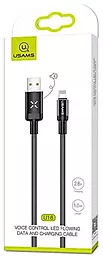 Кабель Usams U16 Voice Control LED Flowing USB-A - Lightning 12w 2.4a 1.2м cable Black (US-SJ261) - миниатюра 3 Кабель Usams U16 Voice Control LED Flowing USB-A - Lightning 12w 2.4a 1.2м cable Black (US-SJ261) - миниатюра 3