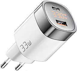 Сетевое зарядное устройство Essager 33w GaN PD USB-C/USB-A ports home charger white (ECTCA-LYB02-Z)