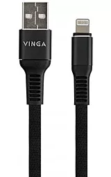 USB Кабель Vinga Flat Nylon Lightning Cable Black (VCPDCLFNB1BK)