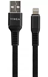 Кабель Vinga Flat Nylon USB-A - Lightning 10w 1м cable Black (VCPDCLFNB1BK) - фото Кабель Vinga Flat Nylon USB-A - Lightning 10w 1м cable Black (VCPDCLFNB1BK)