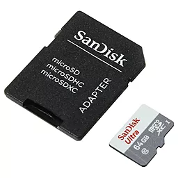 Карта пам'яті SanDisk microSDXC 64GB Ultra Class 10 UHS-I + SD-адаптер (SDSQUNB-064G-GN3MA) - фото Карта пам'яті SanDisk microSDXC 64GB Ultra Class 10 UHS-I + SD-адаптер (SDSQUNB-064G-GN3MA)
