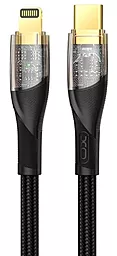 Кабель XO NB-Q223A Transparent Gold Plated Series USB Type-C - Lightning 27w 3a 1м PD сable Black - фото Кабель XO NB-Q223A Transparent Gold Plated Series USB Type-C - Lightning 27w 3a 1м PD сable Black