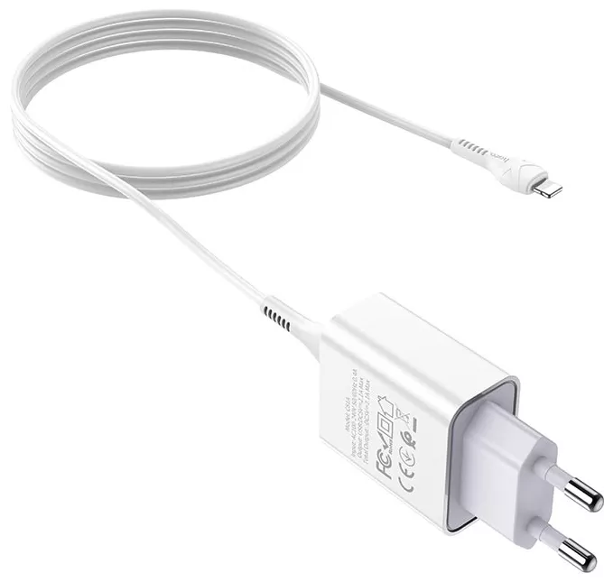 Сетевое зарядное устройство Hoco C81A 2.1a home charger + Lightning cable white - фото 3