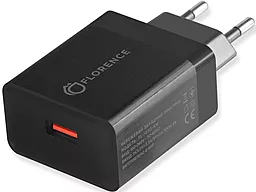 Мережевий зарядний пристрій з швидкою зарядкою Florence 18w QC3.0 home charger + micro USB cable black (FL-1050-KM)