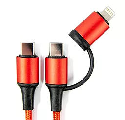 Універсальний кабель Dengos 2-in-1 USB Type-C to Type-C/Lightning 15w 3a 1м сable Red (NTK-TC-TCL-Red) - фото Універсальний кабель Dengos 2-in-1 USB Type-C to Type-C/Lightning 15w 3a 1м сable Red (NTK-TC-TCL-Red)