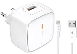 Сетевое зарядное устройство Jellico C4 18w QC3.0 home charger + USB-C to Lightning cable white - фото Сетевое зарядное устройство Jellico C4 18w QC3.0 home charger + USB-C to Lightning cable white