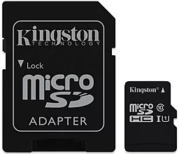 Карта памяти Kingston microSDXC 64GB Class 10 UHS-I U1 + SD-адаптер (SDCA10/64GB)