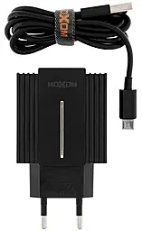 Сетевое зарядное устройство Moxom MX-HC12 18w QC3.0 2xUSB-A ports charger + micro USB cable black - фото Сетевое зарядное устройство Moxom MX-HC12 18w QC3.0 2xUSB-A ports charger + micro USB cable black