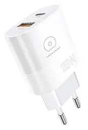 Сетевое зарядное устройство WUW C251 25w PD/QC3.0 USB-A/USB-C ports fast charger White - фото Сетевое зарядное устройство WUW C251 25w PD/QC3.0 USB-A/USB-C ports fast charger White