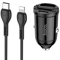 Автомобильное зарядное устройство Hoco NZ2 30w PD USB-C/USB-A ports car charger + USB-C to Lightning cable black