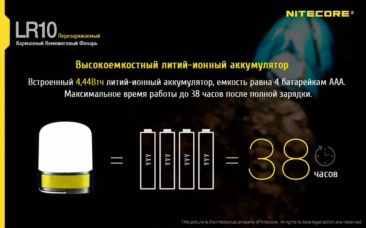 Ліхтарик Nitecore LR10 (6-1283-yellow) Жовтий - фото 3