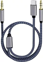 Аудіо кабель XoKo MH-270 AUX mini Jack 3.5 mm - USB Type-C + mini Jack 3.5 mm M/M Cable 1.2 м blue (XK-MH-270)