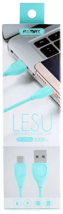 Кабель Remax Lesu USB-A - Type-C 12w 2.4a 1м cable Blue (RC-050a) - фото 3