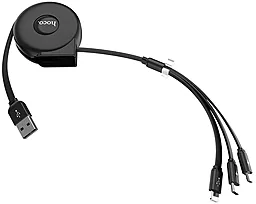 Кабель USB Hoco U50 Retractable 3in1 Lightning + micro USB + USB Type-C Cable Black - миниатюра 4