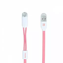 Кабель USB Remax Gemini Combo Twins 2-in-1 USB to Lightning/micro USB cable pink (RC-025)