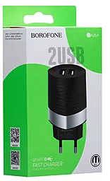 Сетевое зарядное устройство Borofone BA26A Mighty 2.4a 2xUSB-A ports charger black - миниатюра 3 Сетевое зарядное устройство Borofone BA26A Mighty 2.4a 2xUSB-A ports charger black - миниатюра 3