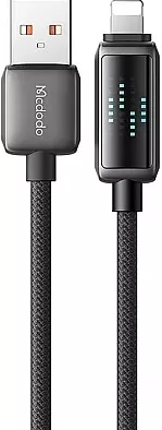 Кабель McDodo LED Display USB-A - Lightning 12w 3a 1.2м cable Black (CA-5250) - фото 1