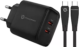 Сетевое зарядное устройство Powermax Eclipse 35w GaN PD 2xUSB-C ports charger + USB-C to USB-C 100w 2m cable black