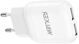 Сетевое зарядное устройство Walker WH-33 2.1a 2xUSB-A ports charger + USB-C cable white - миниатюра 3