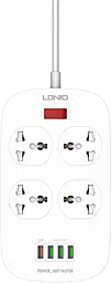 Сетевой фильтр (удлинитель) LDNio SC4407 EU Plug, 4USB, 4 розетки, QC3.0, 3.1A 18W 2м White - миниатюра 2
