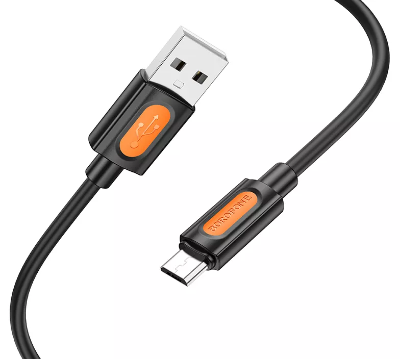 Кабель Borofone BX114 Structure USB-A - micro USB 12w 2.4a 1м cable Black - фото 2