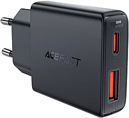Мережевий зарядний пристрій AceFast A69 30w GaN PD USB-C/USB-A ports home charger black