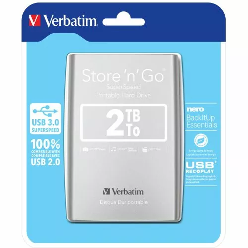 Зовнішній жорсткий диск Verbatim Store 'n' Go 2TB (53189) Silver - фото 2