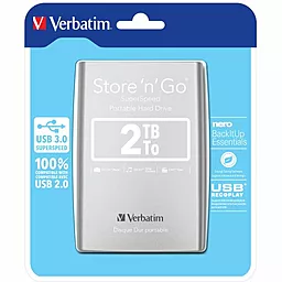 Зовнішній жорсткий диск Verbatim Store 'n' Go 2TB (53189) Silver - мініатюра 2 Зовнішній жорсткий диск Verbatim Store 'n' Go 2TB (53189) Silver - мініатюра 2
